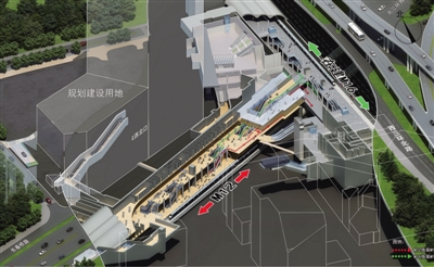 12号地铁线苏州桥站换乘设计图。地铁短