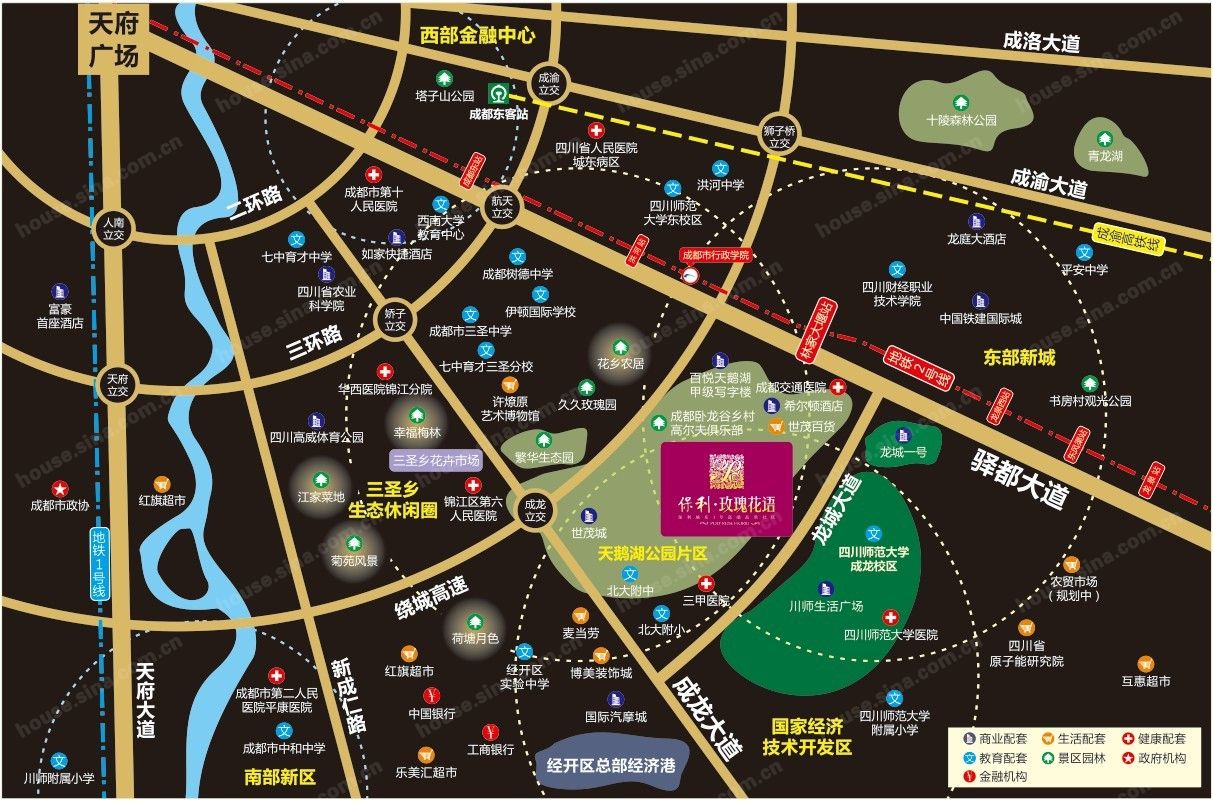 项目位于龙城大道上,旁边就是连接市区的驿都大道和成龙大道这两条