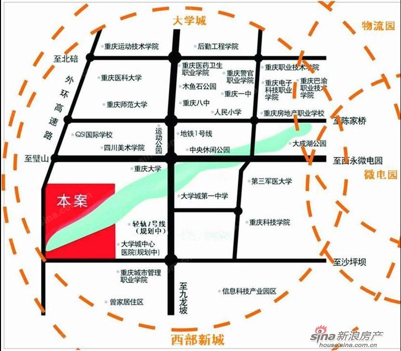 重庆大学城楼盘分布图