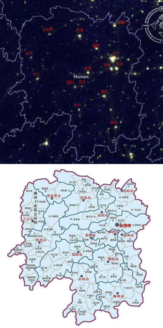 Google地图夜间模式客观反映邵阳经济状况