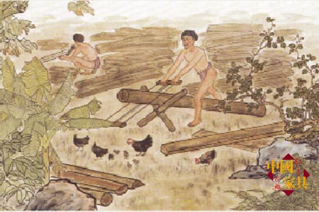 《黎山贡木图》锯木图