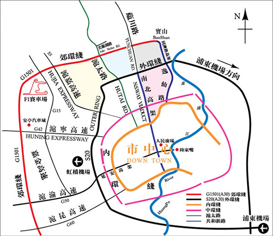 上海区域环线分布图