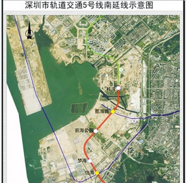 深圳6条地铁线路示意图