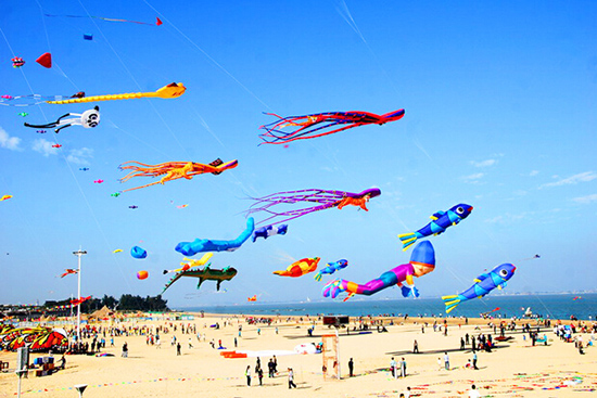 万人沙滩风筝狂欢节 筝舞蓝天放飞梦想