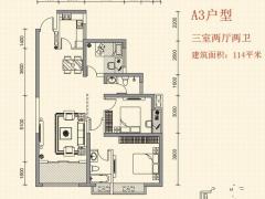 翡丽城户型图 a3户型3室2厅2卫1厨 114㎡