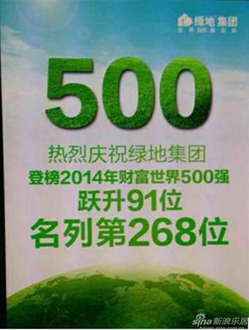 绿地集团 世界500强排名升级至268位