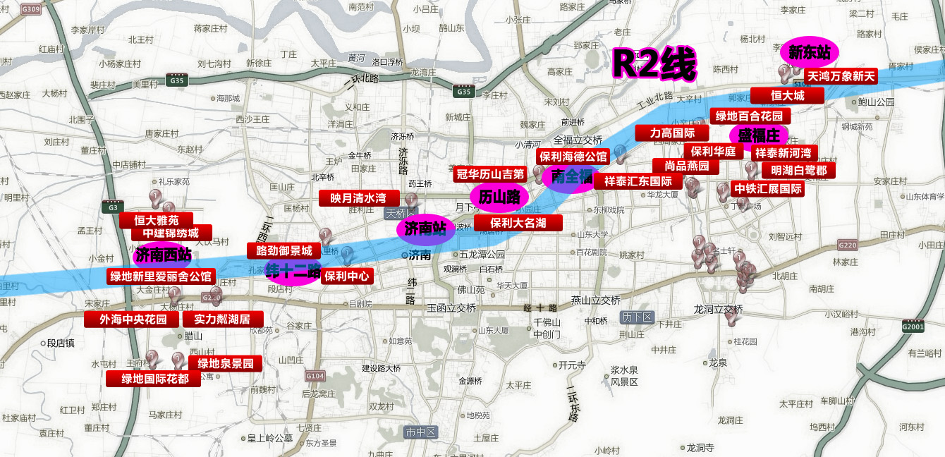 r2线除西客站片区,济南火车站附近局部下穿外