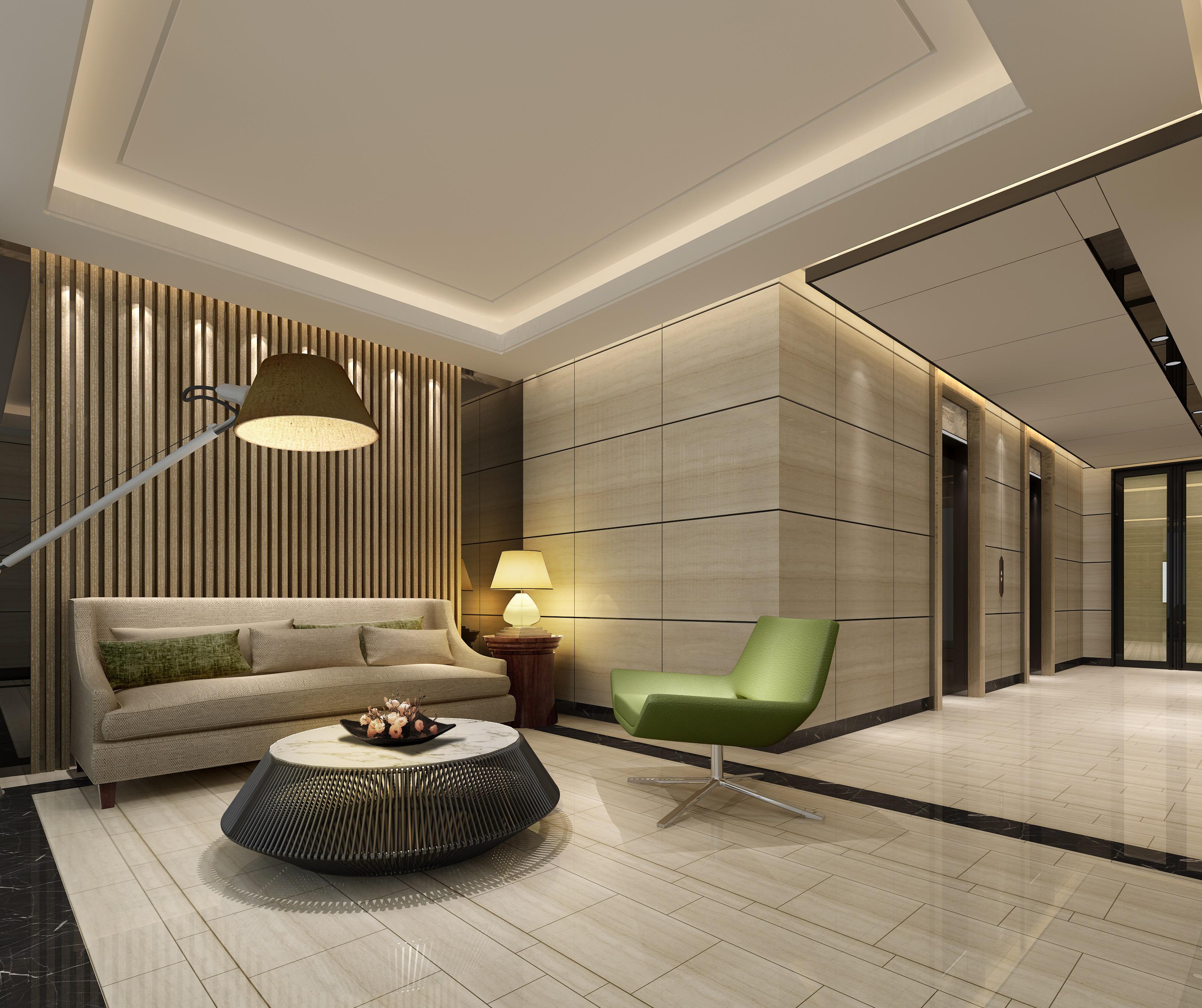 2020复式别墅带屏风的客厅装饰效果图_设计456装修效果图