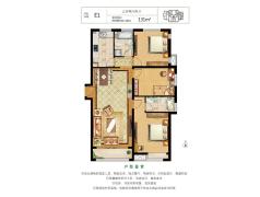 天威绿谷 户型图 e1户型三室两厅两卫 131㎡