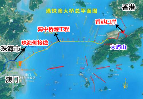 港珠澳大桥位置平面图