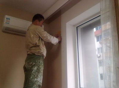 壁紙墻面施工現場圖