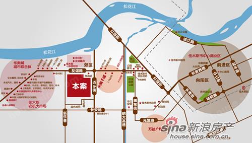 佳木斯西郊华城楼盘配套地图-新浪乐居