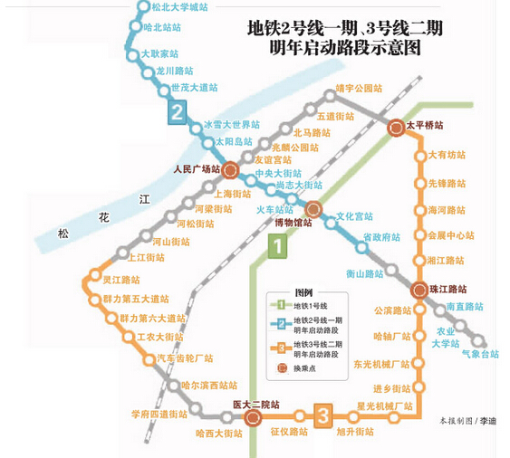 哈尔滨地铁2号线明年启建江北大学城至省政府