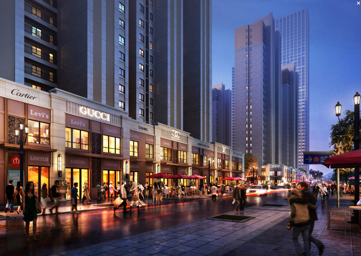 现代沿街商业综合体3dmax 模型下载-光辉城市