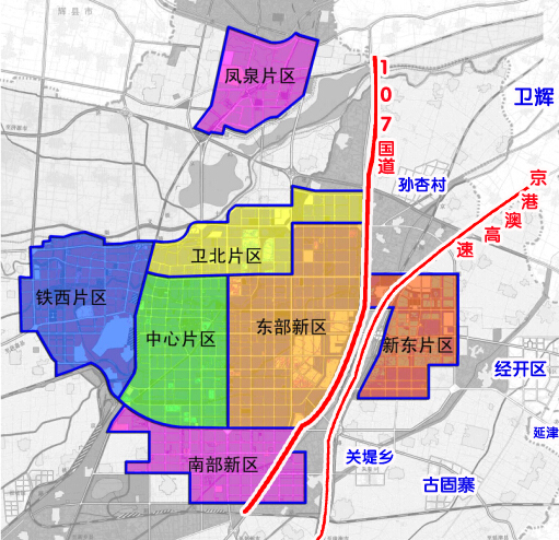 新乡各功能片区分布