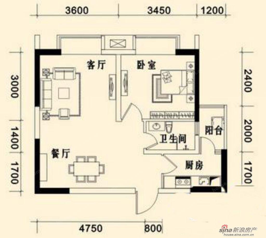 重慶金鵬領袖公館_b戶型3/4/9/10號 1室2廳1衛1廚46.