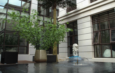 公司办公楼前面水池图图片